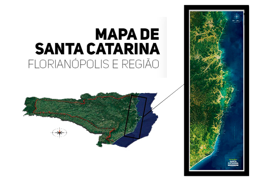 Poster Mapa de SC – Florianópolis e Litoral – 21x60cm