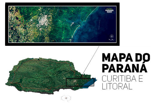 Poster Mapa do Paraná – Curitiba e Litoral – 21x60cm